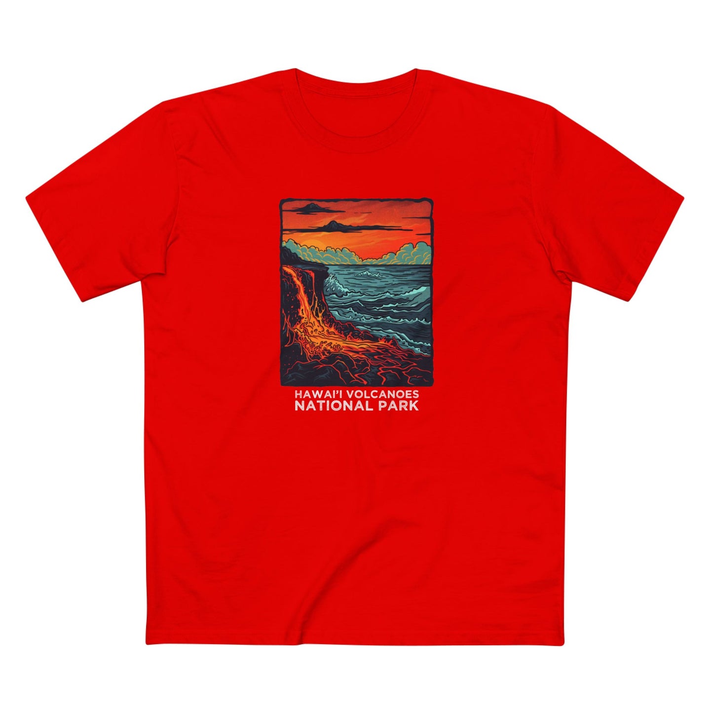 Hawai'i Volcanoes National Park T-Shirt - Sea Lava in Red