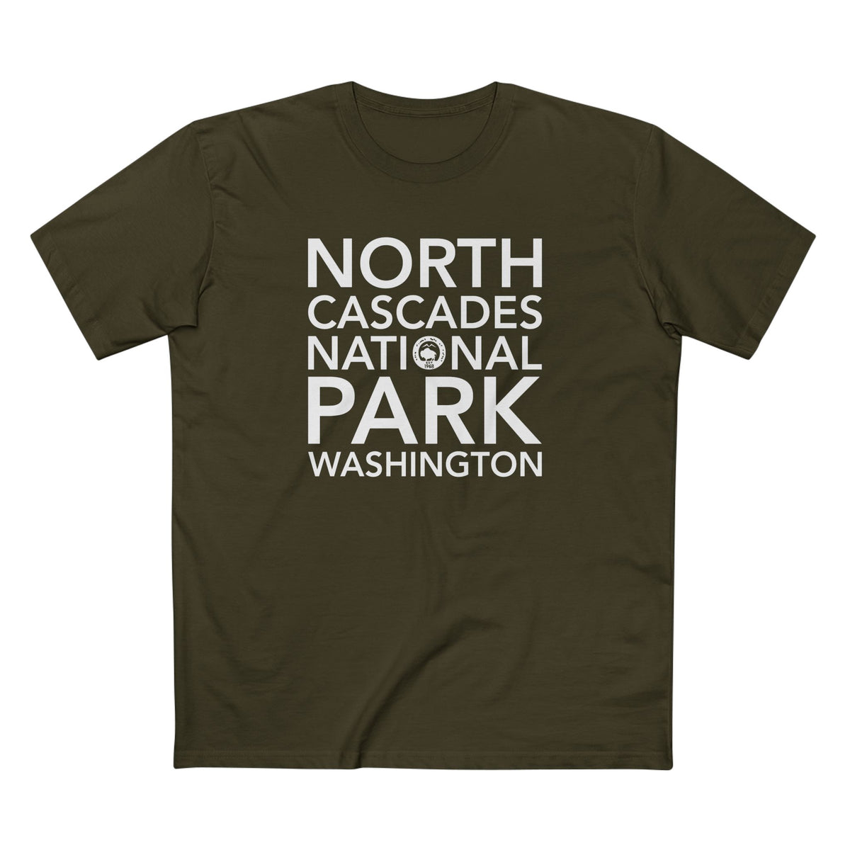 North Cascades National Park T-Shirt Block Text in Army