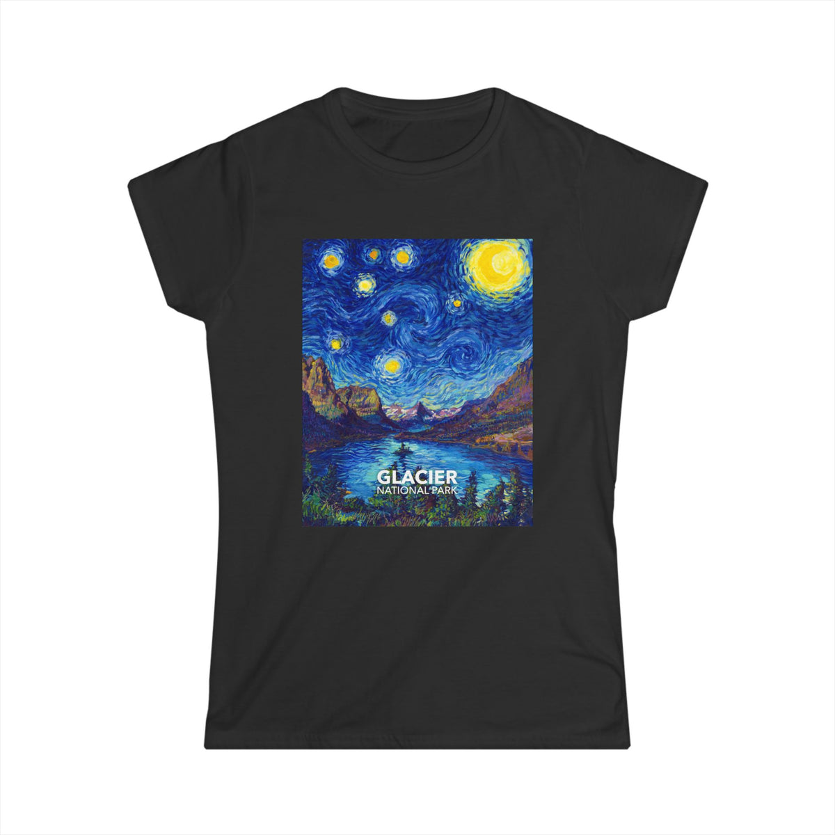 Glacier National Park T-Shirt - Women's Starry Night — Van Gogh ‘Starry Night’-style design