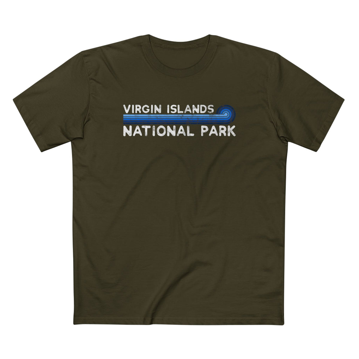 Virgin Islands National Park T-Shirt - Blue Vintage Stretched Sunrise in Army