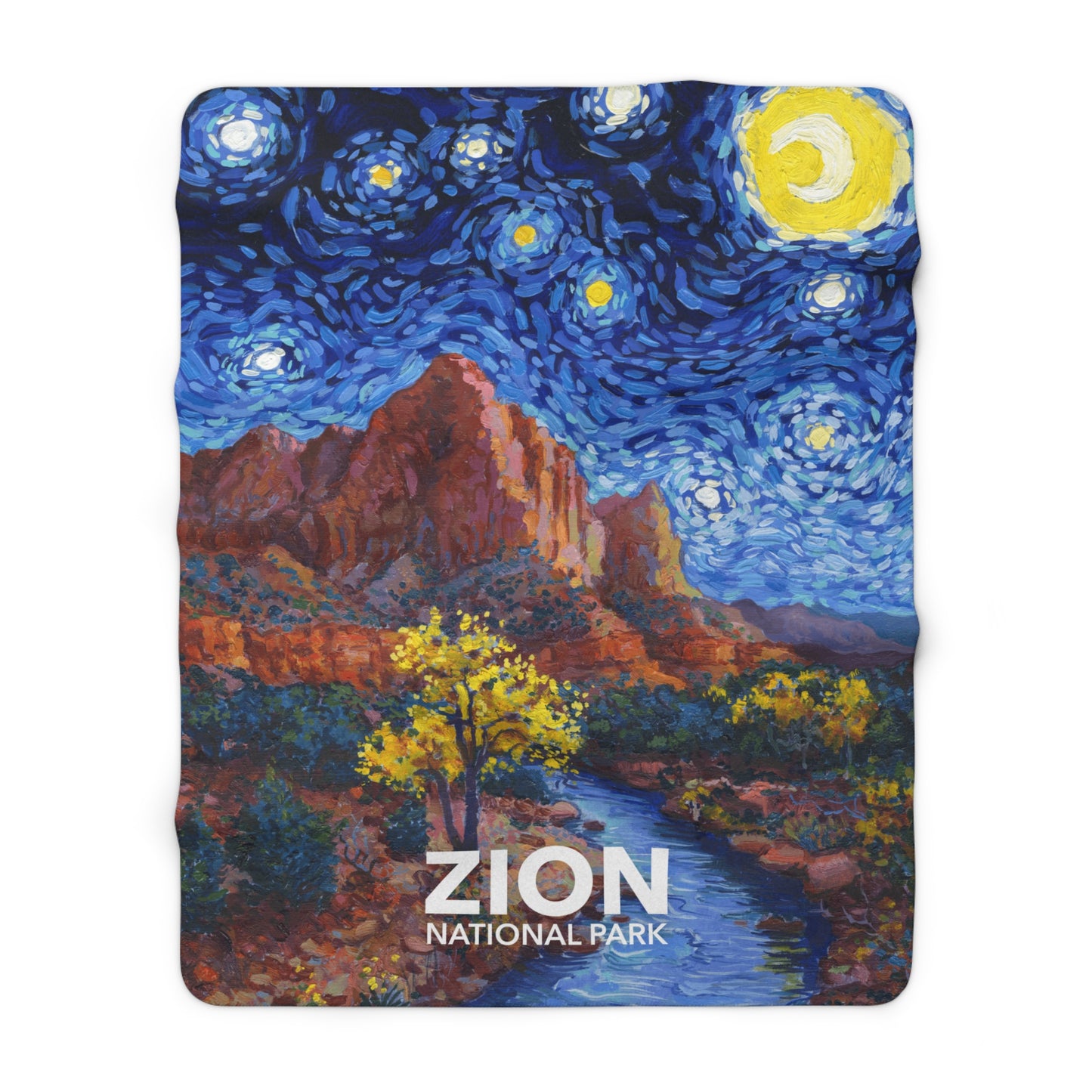 Zion National Park Sherpa Blanket - The Starry Night