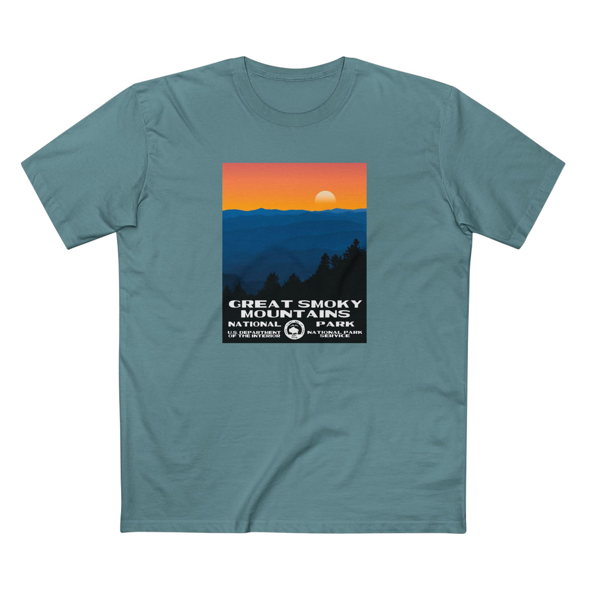 Great Smoky Mountains National Park T-Shirt - WPA Poster Design in Slate Blue