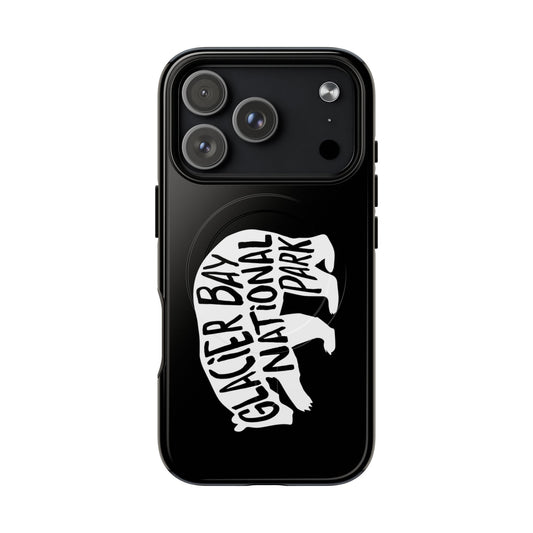 Glacier Bay National Park iPhone case with MagSafe featuring grizzly bear artwork.