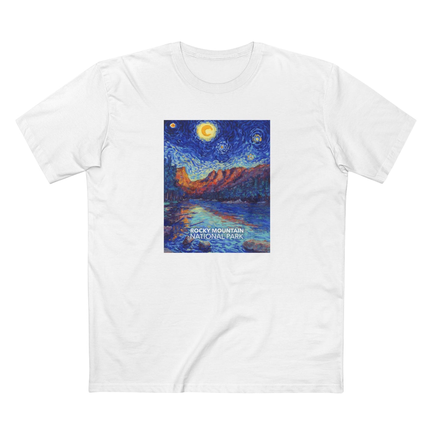 Rocky Mountain National Park T-Shirt - The Starry Night in White