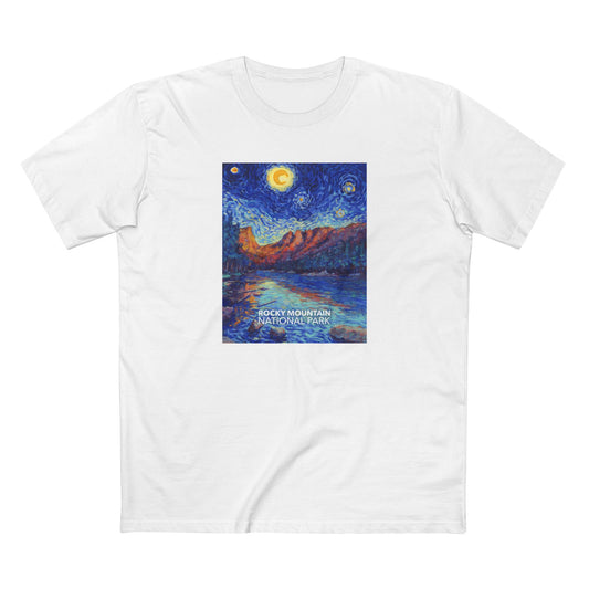 Rocky Mountain National Park T-Shirt - The Starry Night in White