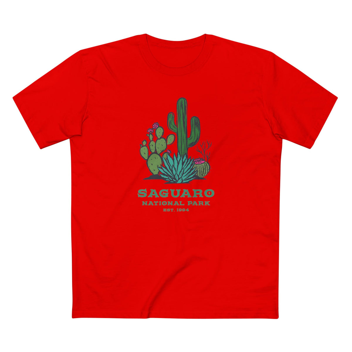 Saguaro National Park T-Shirt - Cacti Graphic in Red