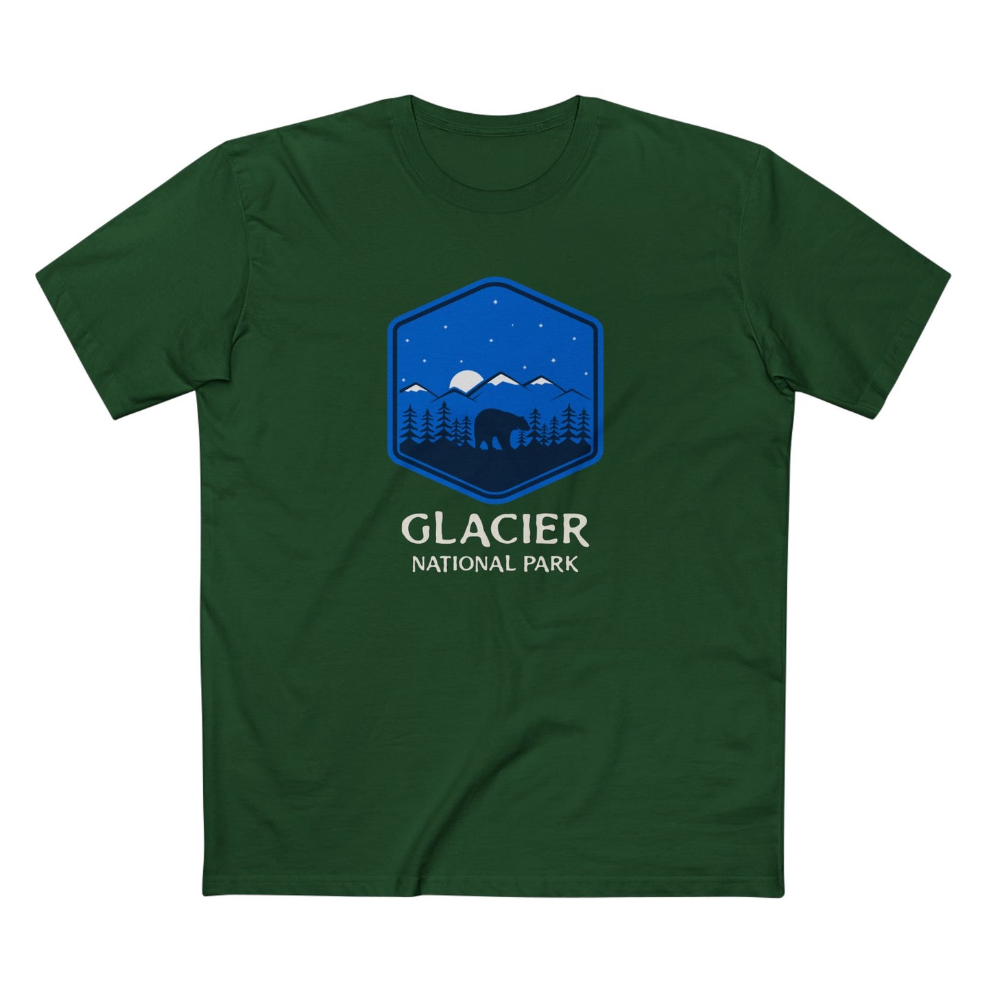 Glacier National Park T-Shirt - Bear Graphic in Forest Green