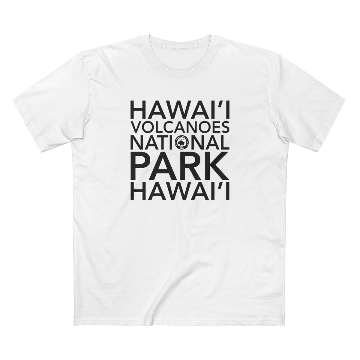Hawai'i Volcanoes National Park T-Shirt Block Text in White