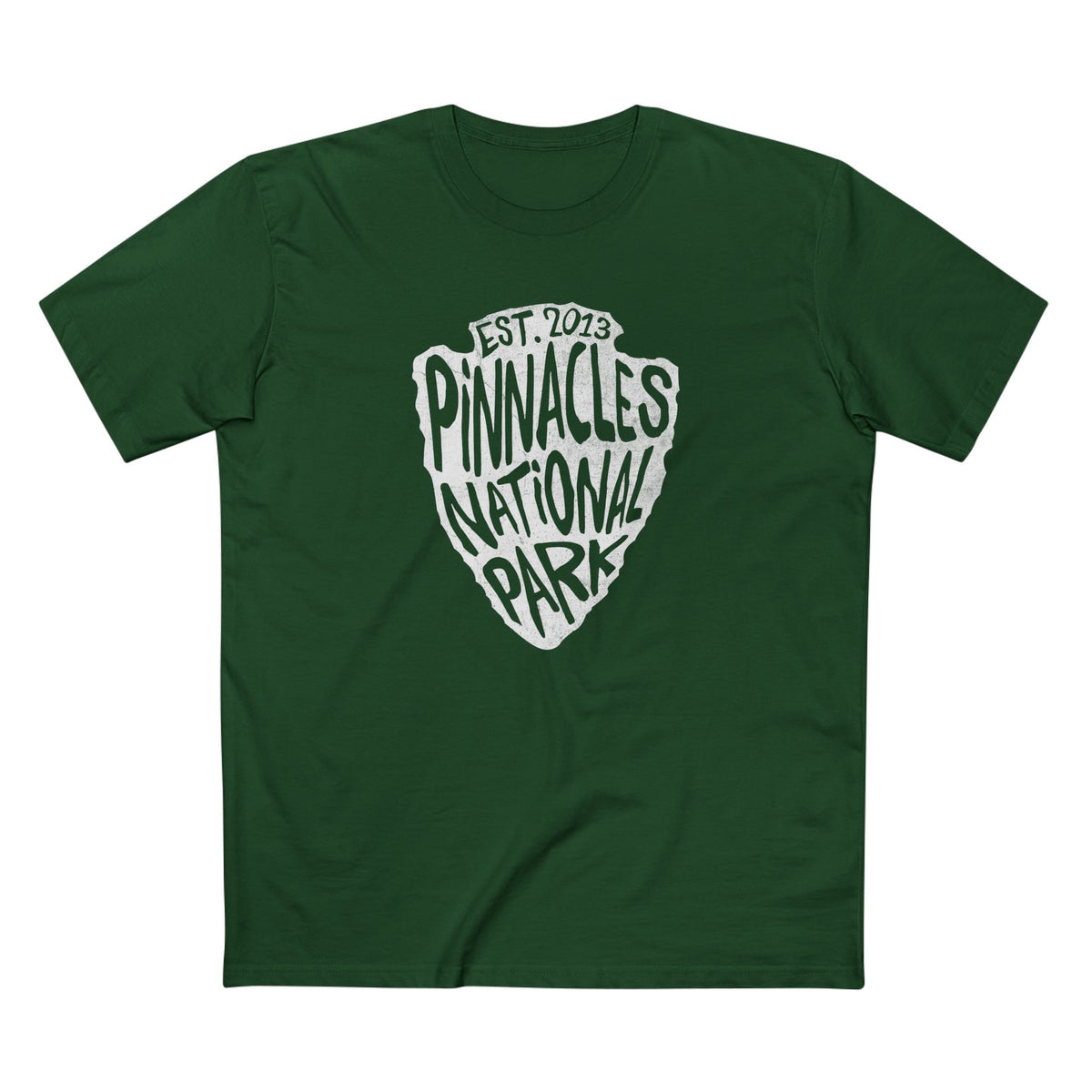 Pinnacles National Park T-Shirt - Arrowhead Design in Forest Green