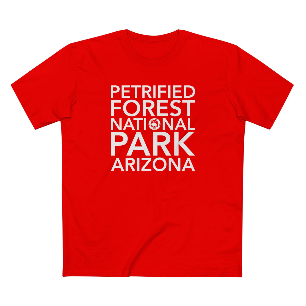 Petrified Forest National Park T-Shirt Block Text in Red