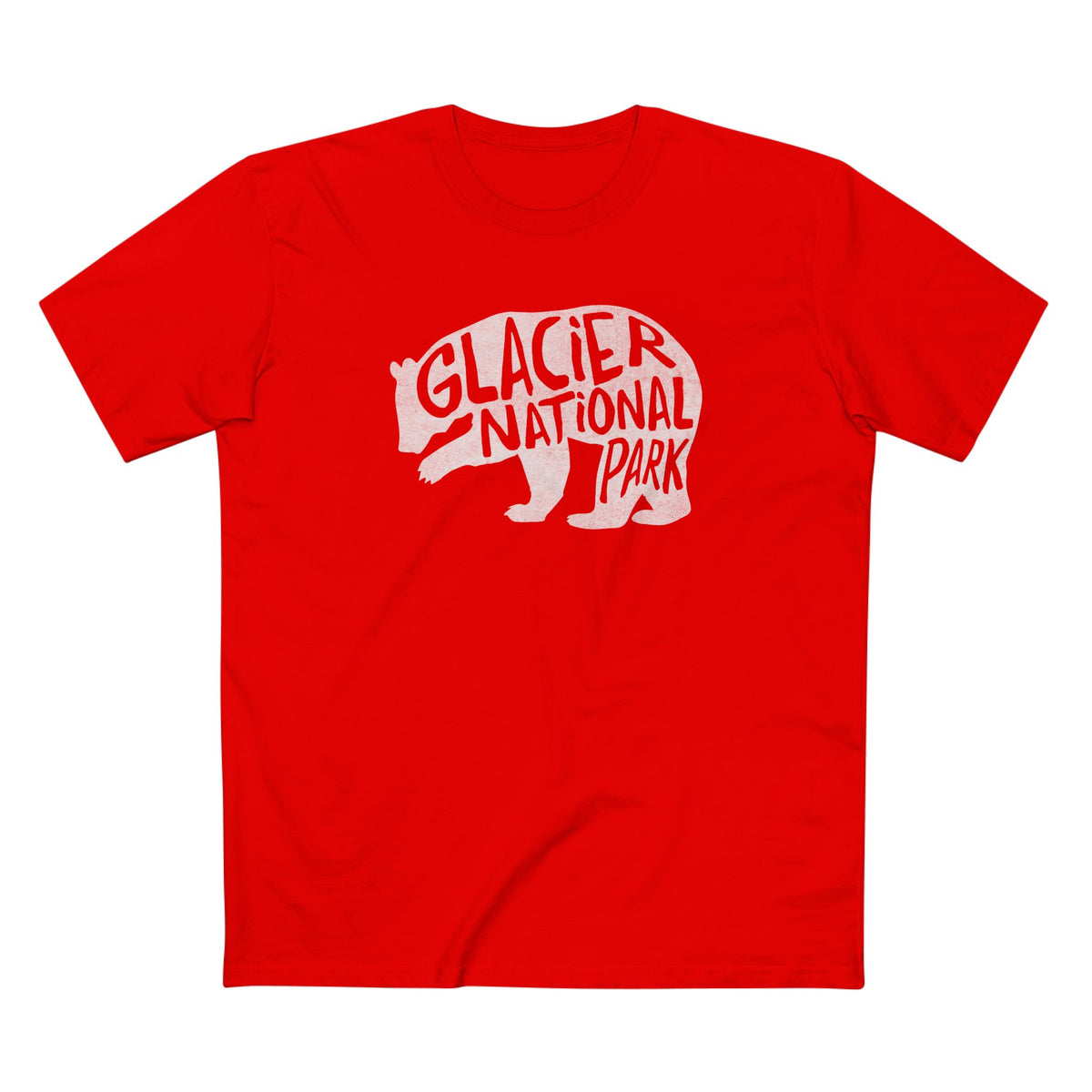 Glacier National Park T-Shirt - Grizzly Bear in Red