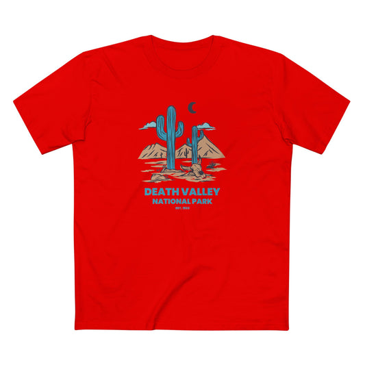 Death Valley National Park T-Shirt - Blue Cacti in Red