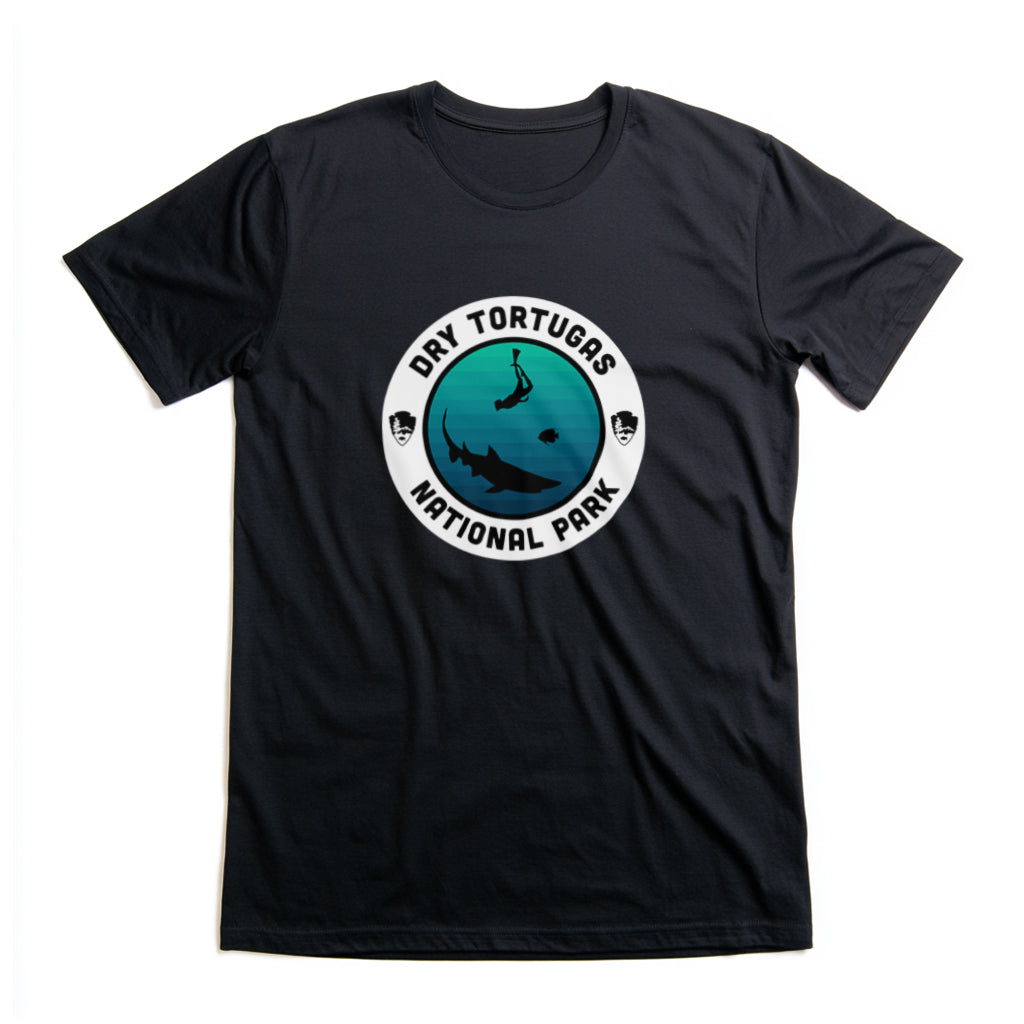Dry Tortugas National Park T-Shirt - Round Badge Design in Black
