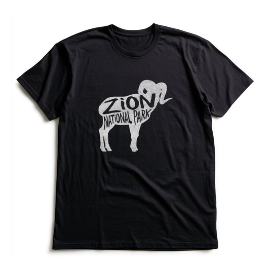 Zion National Park T-Shirt - Bighorn Sheep in Black
