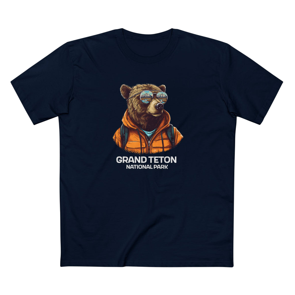 Grand Teton National Park T-Shirt - Grizzly Bear in Navy