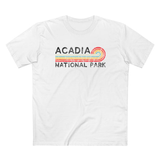 Acadia National Park T-Shirt - Vintage Stretched Sunrise in White