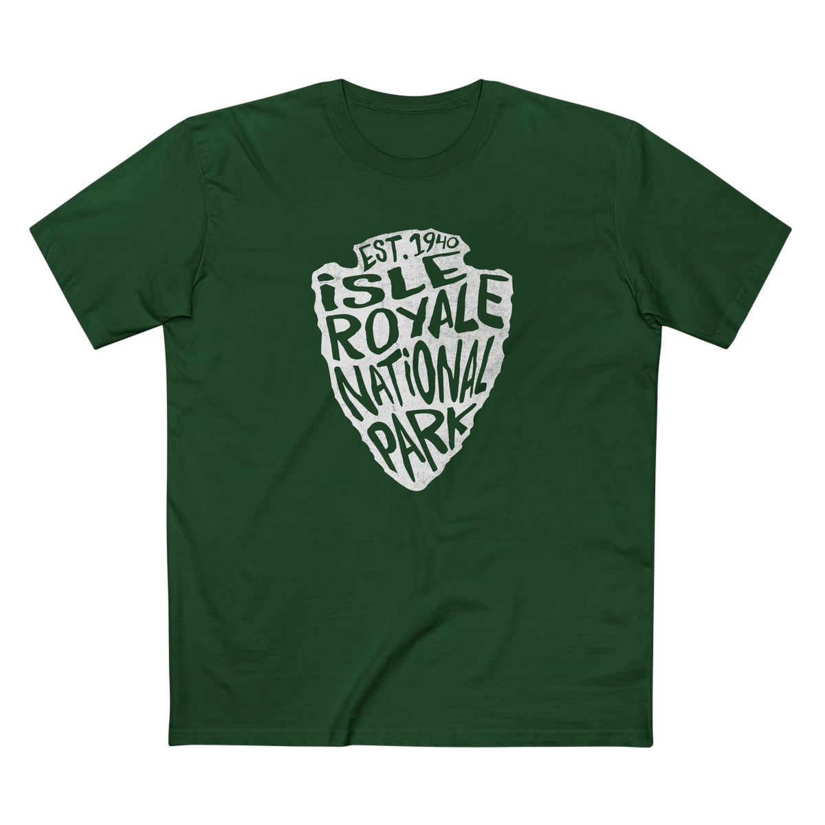 Isle Royale National Park T-Shirt - Arrowhead Design in Forest Green