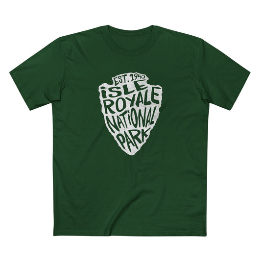 Isle Royale National Park T-Shirt - Arrowhead Design in Forest Green