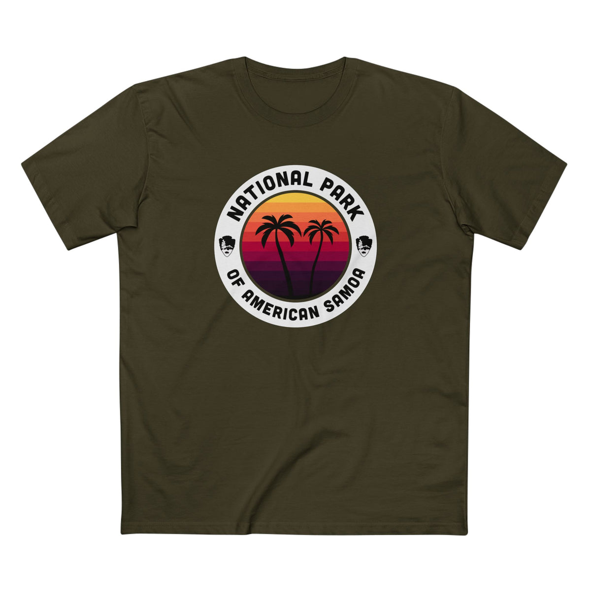 National Park of American Samoa T-Shirt - Round Badge Design in Army