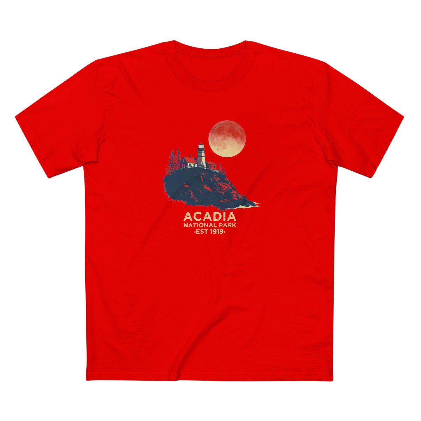 Acadia National Park T-Shirt - Lighthouse in Red