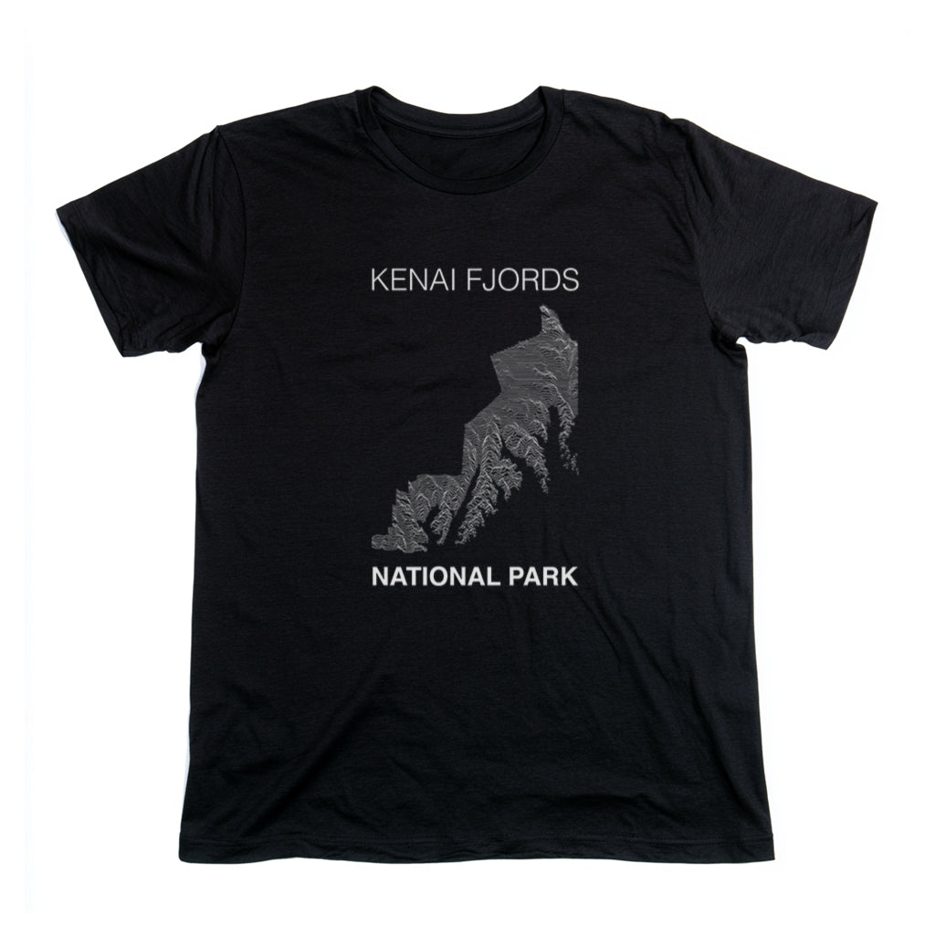 Kenai Fjords National Park T-Shirt Lines in Black