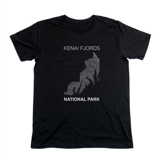 Kenai Fjords National Park T-Shirt Lines in Black