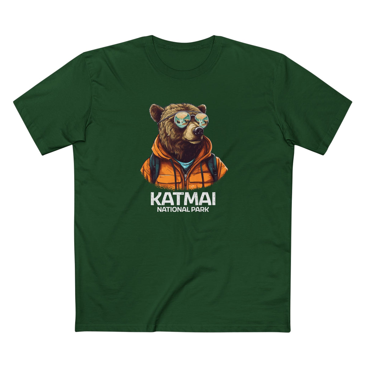 Katmai National Park T-Shirt - Grizzly Bear in Forest Green