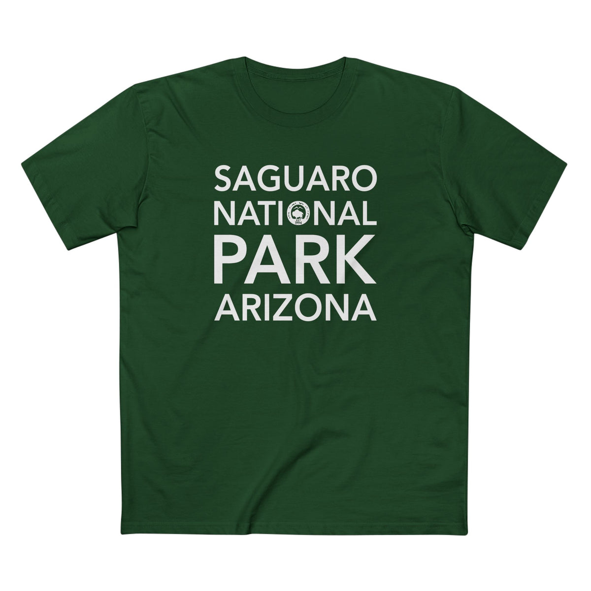 Saguaro National Park T-Shirt Block Text in Forest Green