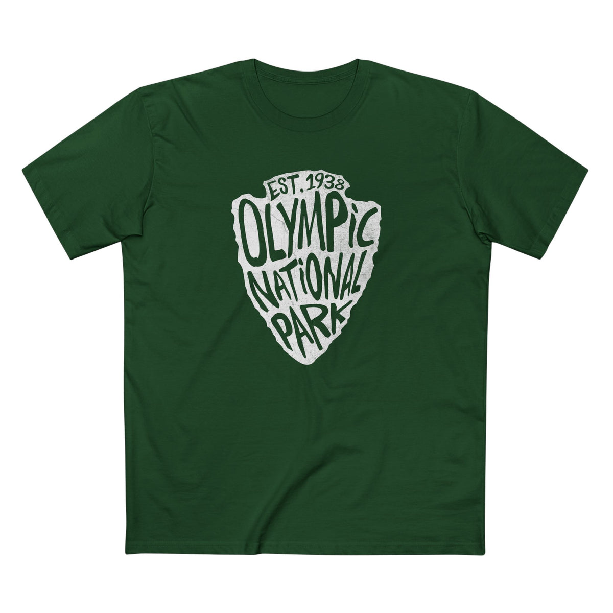 Olympic National Park T-Shirt - Arrow Head Design in Forest Green
