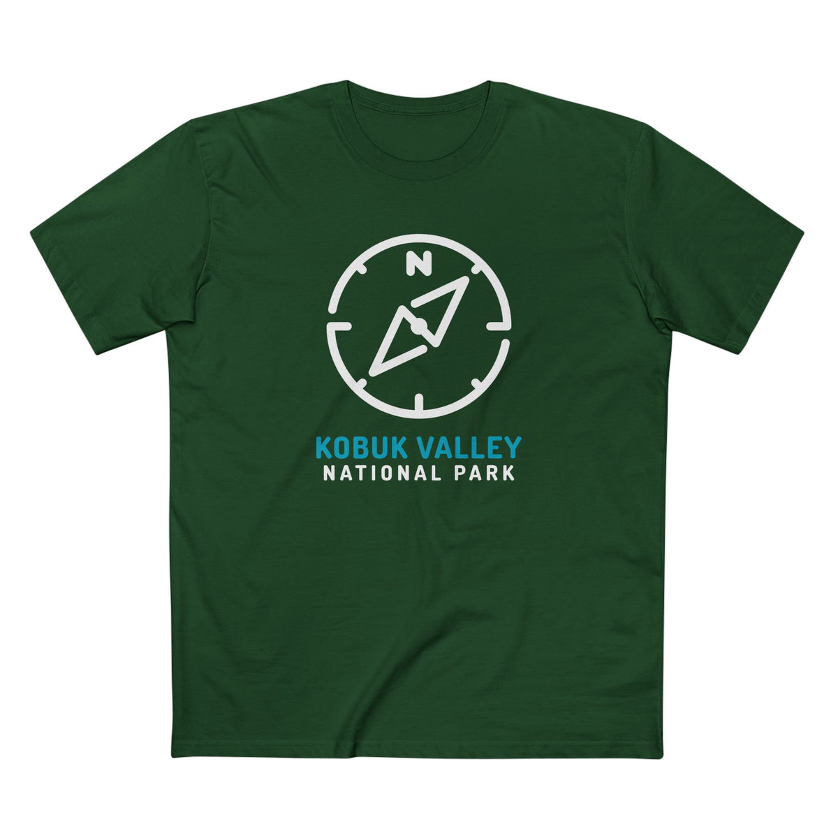 Kobuk Valley National Park T-Shirt Compass Design in Forest Green