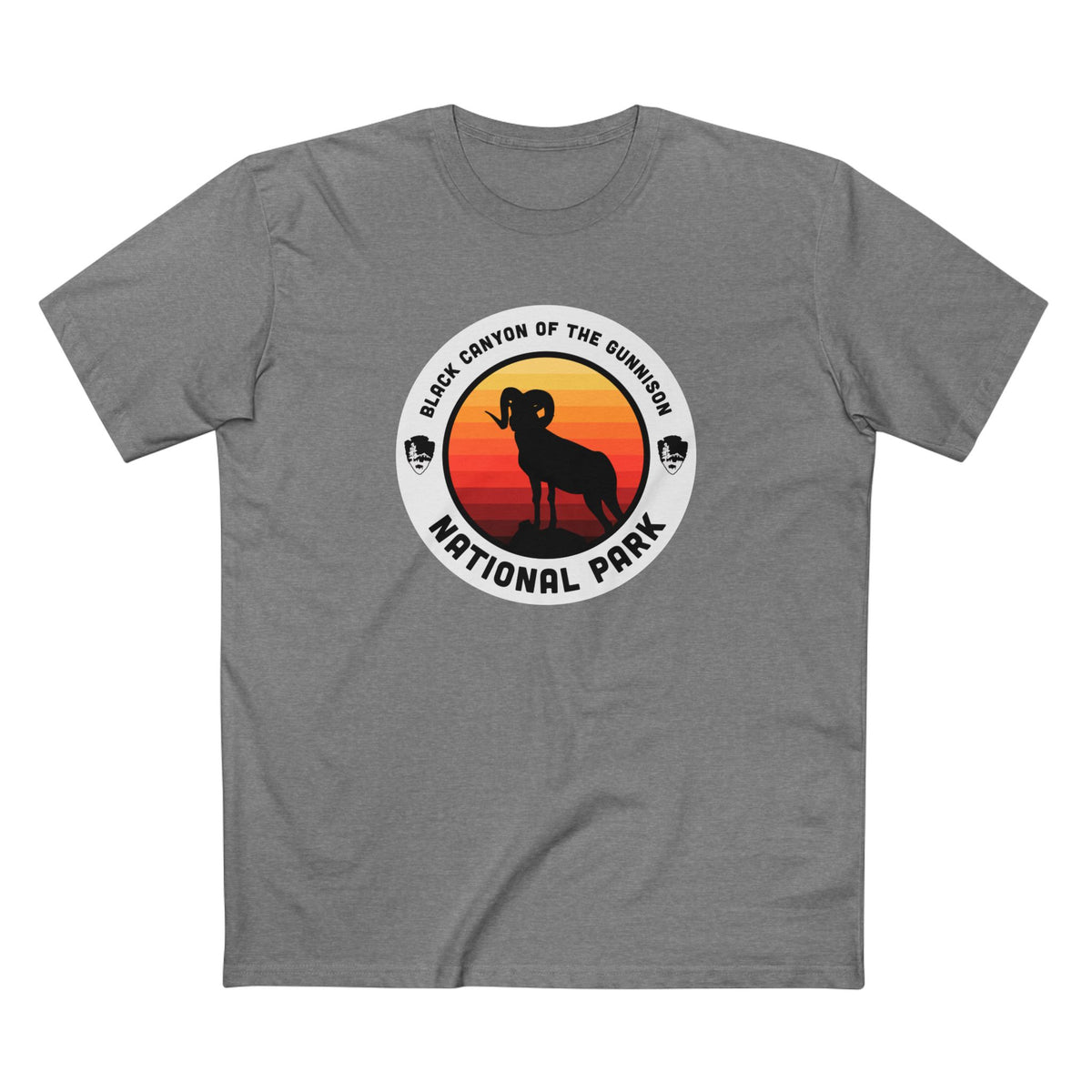 Black Canyon of the Gunnison National Park T-Shirt - Round Badge Design in Athletic Heather