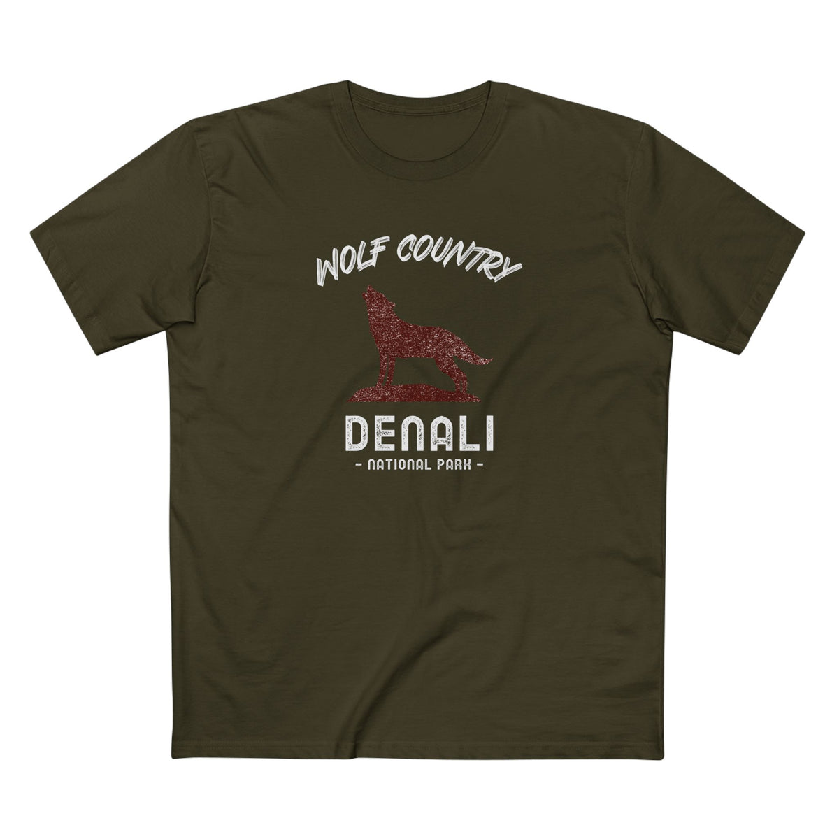 Denali National Park T-Shirt - Wolf Country in Army