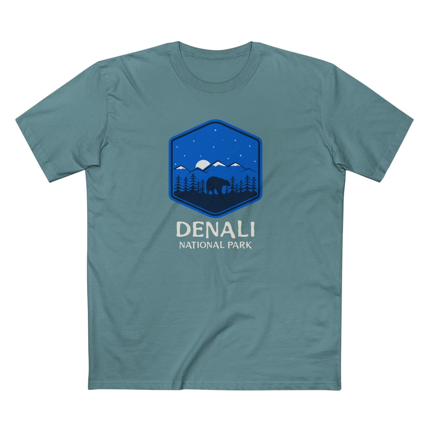 Denali National Park T-Shirt - Bear Graphic in Slate Blue
