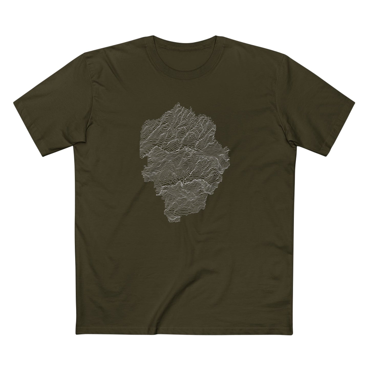 Yosemite National Park T-Shirt - Topographical Lines in Army
