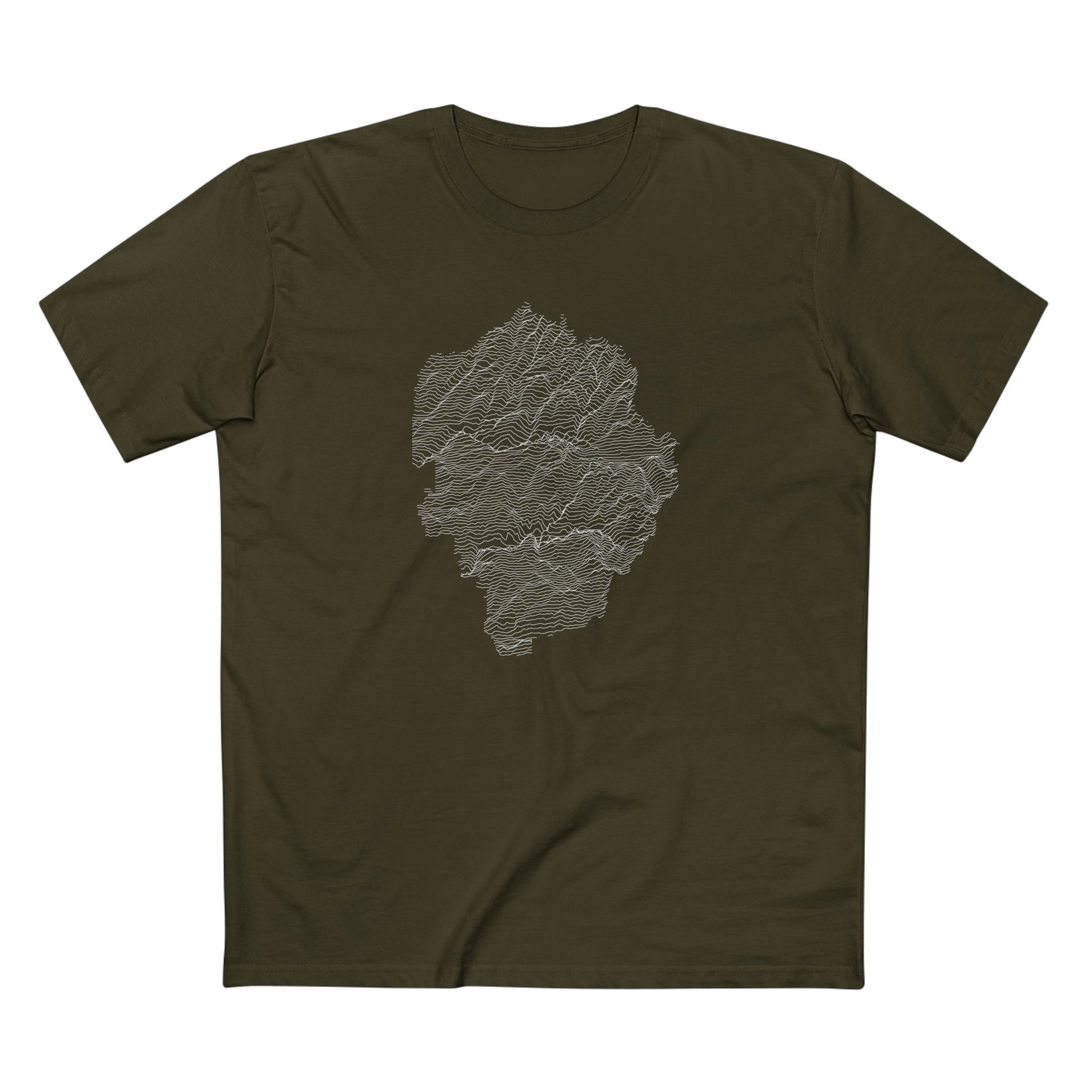 Yosemite National Park T-Shirt - Topographical Lines in Army