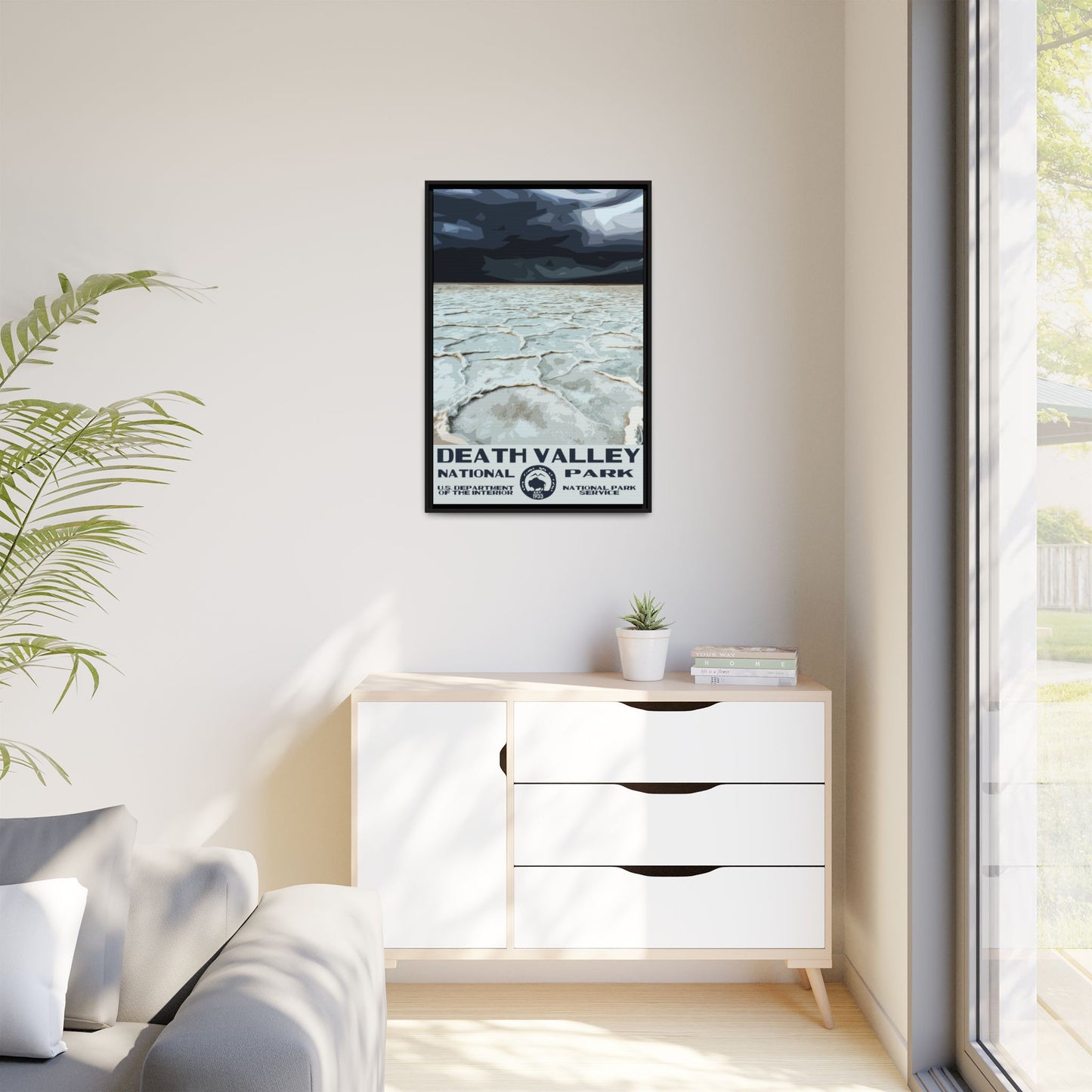 Death Valley National Park Framed Canvas - WPA Poster Badwater Basin