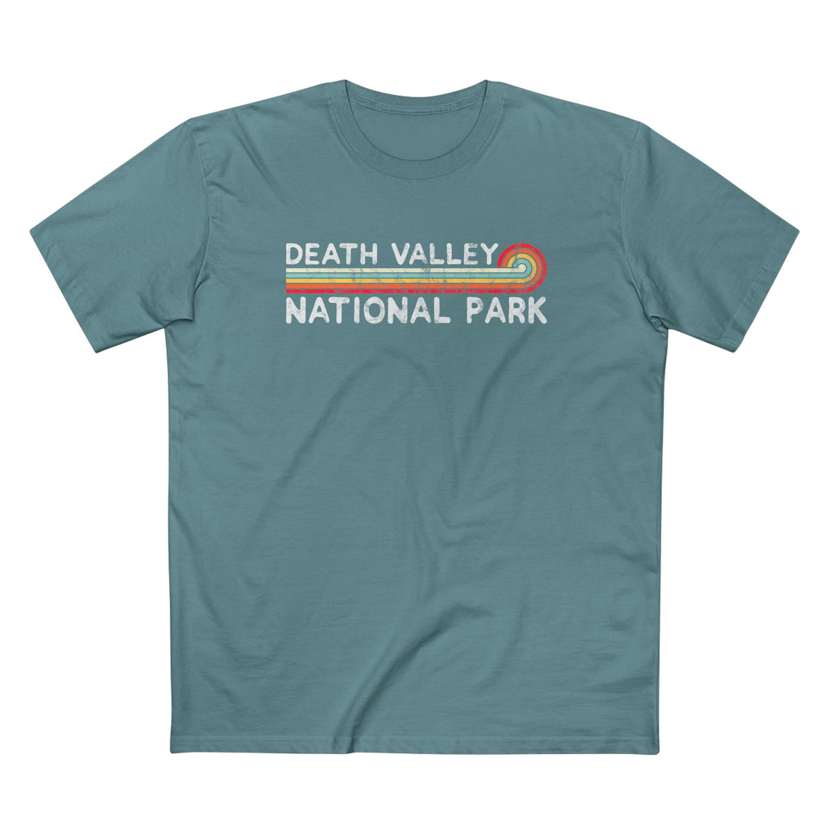 Death Valley National Park T-Shirt - Vintage Stretched Sunrise in Slate Blue