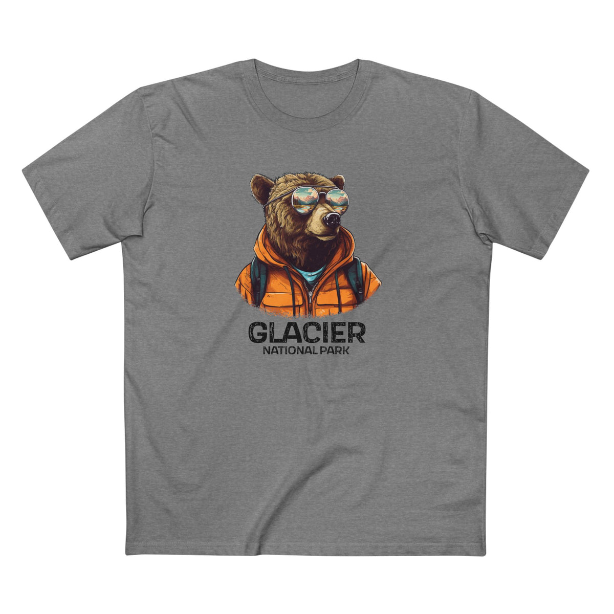 Glacier National Park T-Shirt - Grizzly Bear in Athletic Heather