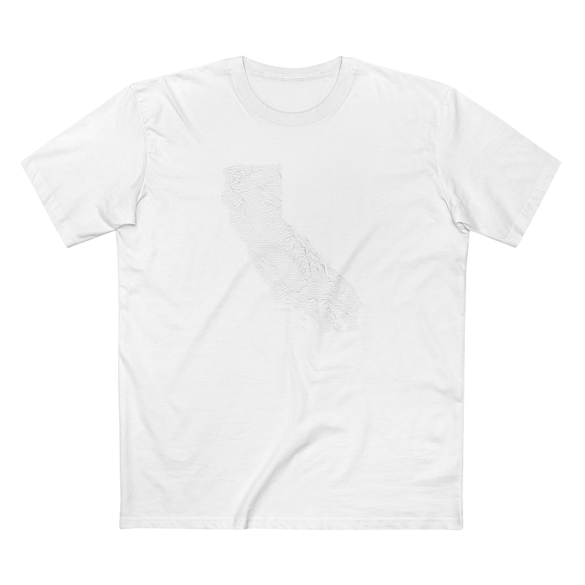 California T-Shirt - Topographical Lines in White