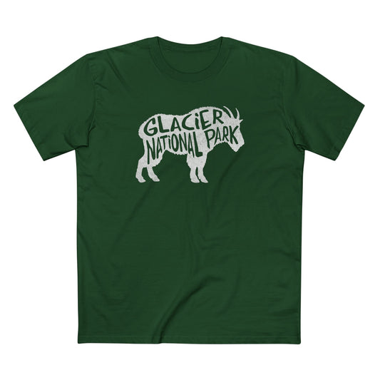 Glacier National Park T-Shirt - Mountain Goat in Forest Green