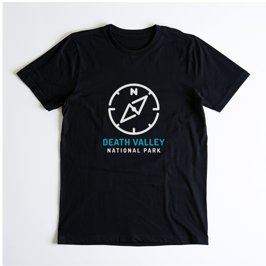 Death Valley National Park T-Shirt Compass Design in Black