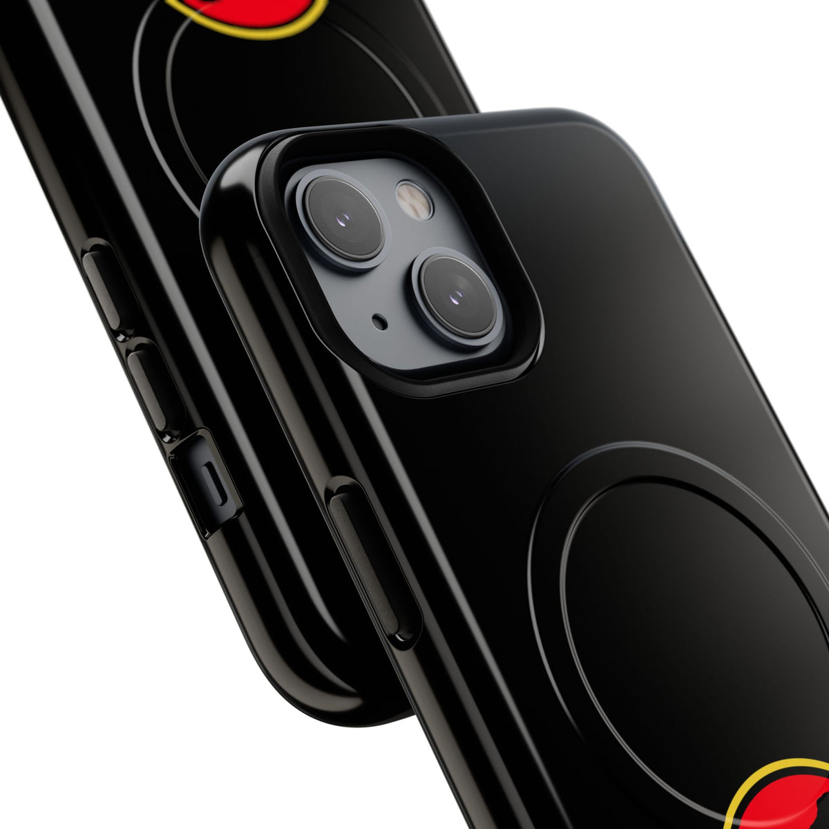 Everglades National Park magnetic iPhone case with red and yellow parody logo on black background