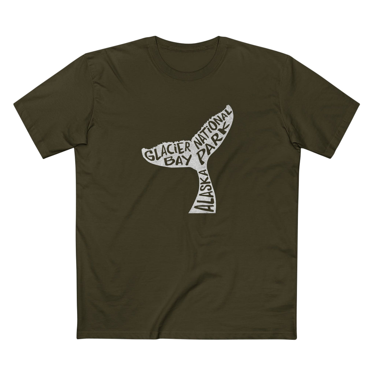Glacier Bay National Park T-Shirt - Humpback Whale Tail in Army