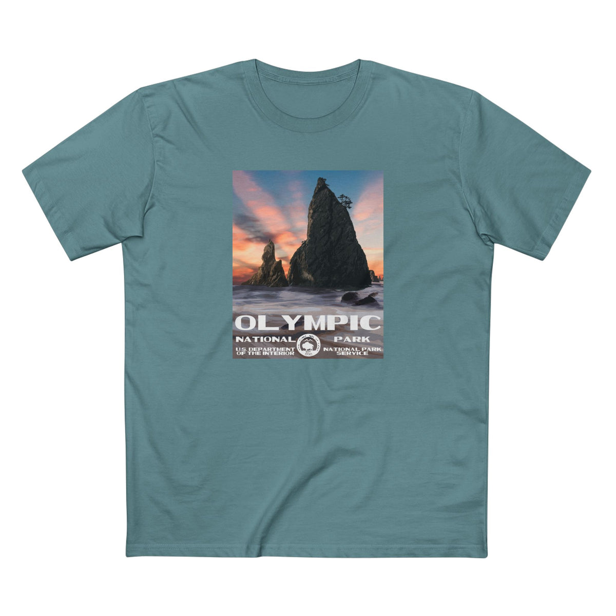 Olympic National Park T-Shirt - WPA Poster Design in Slate Blue