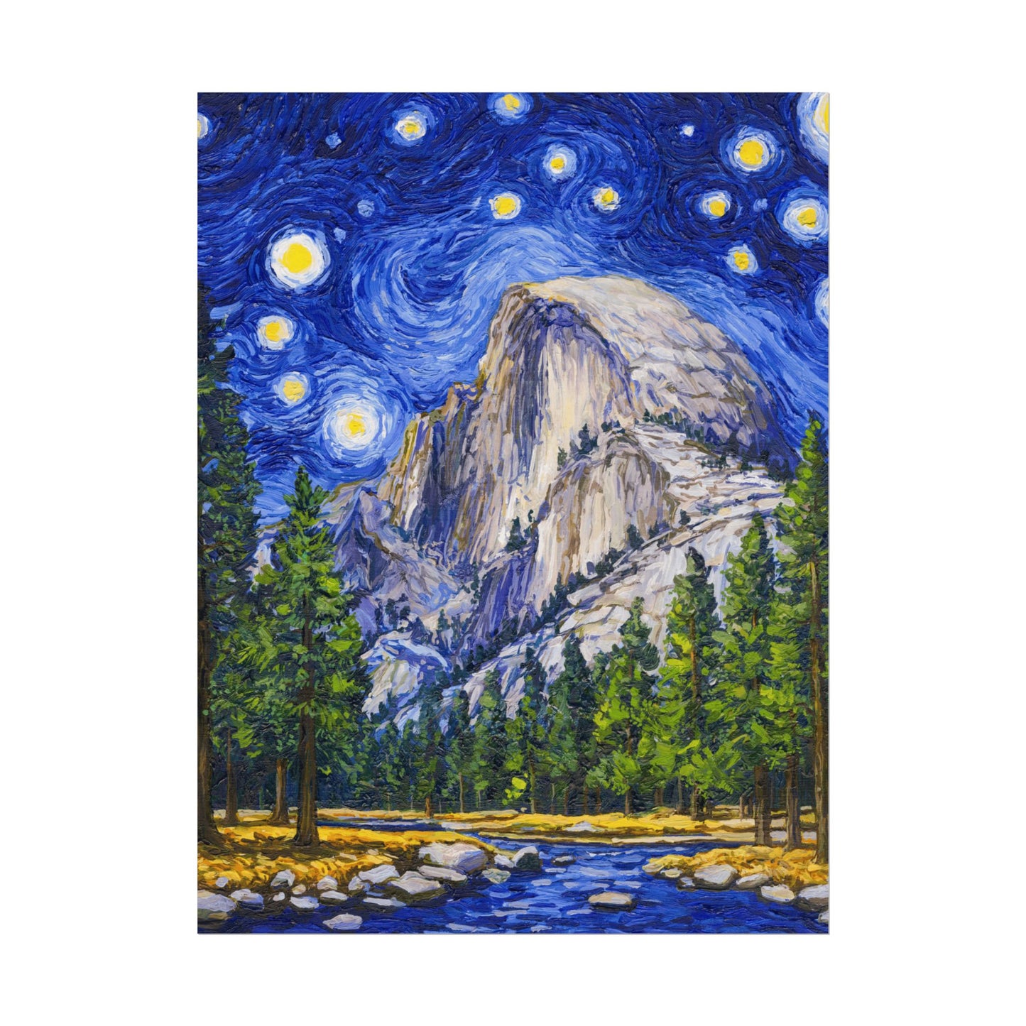 Yosemite National Park Starry Night Poster - Premium Textured Paper