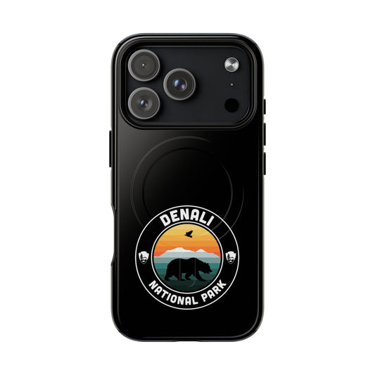 Denali National Park iPhone case with MagSafe featuring round emblem artwork.