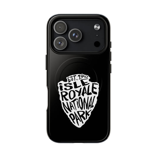 Isle Royale National Park iPhone case with MagSafe featuring arrowhead artwork.