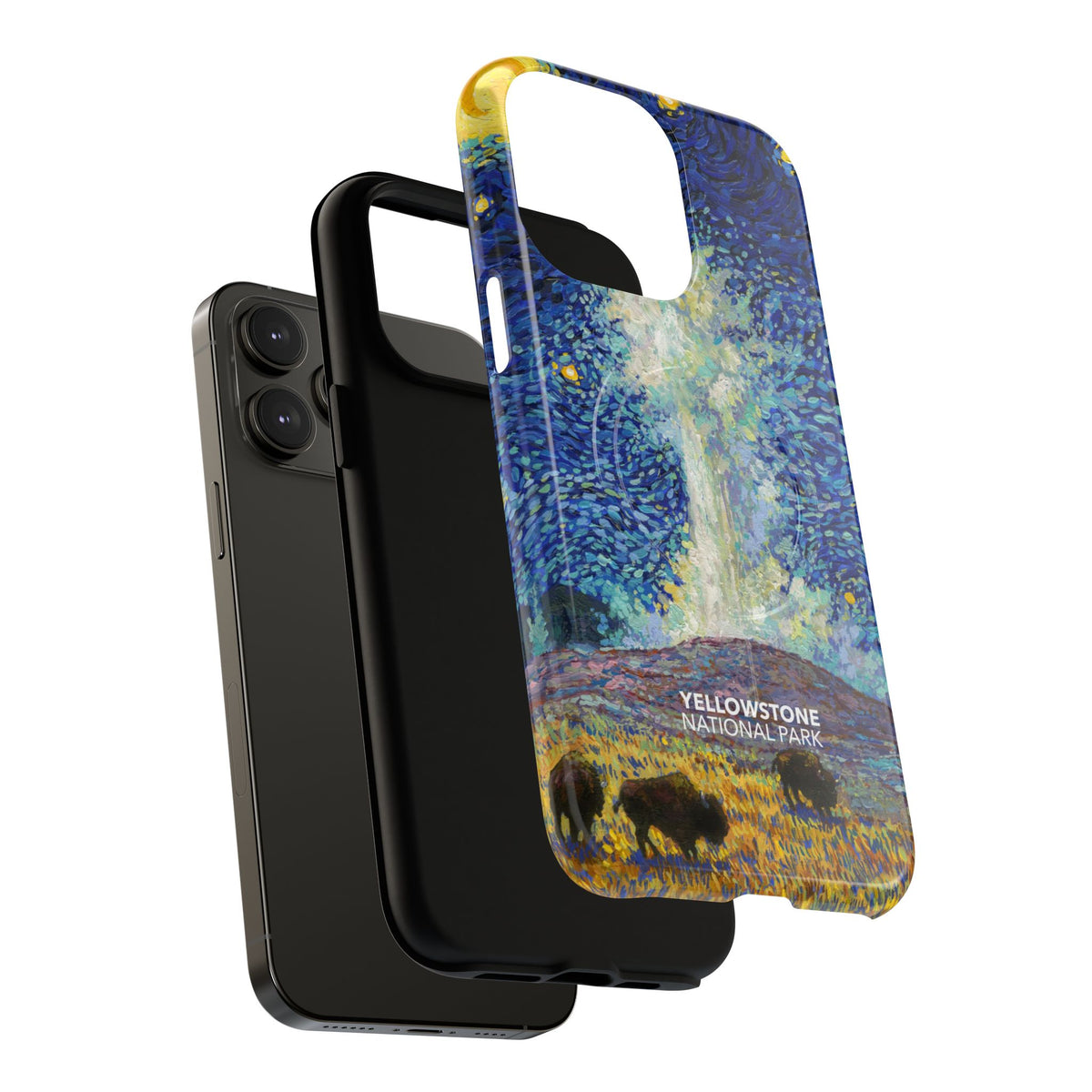 Yellowstone National Park iPhone Case with MagSafe - Old Faithful Starry Night
