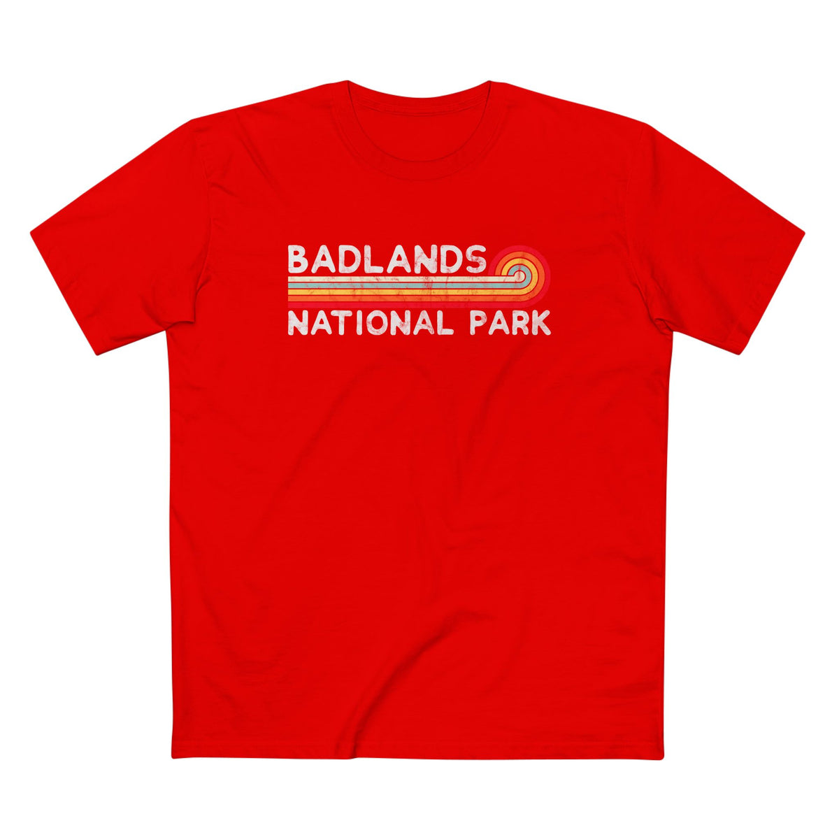 Badlands National Park T-Shirt - Vintage Stretched Sunrise in Red