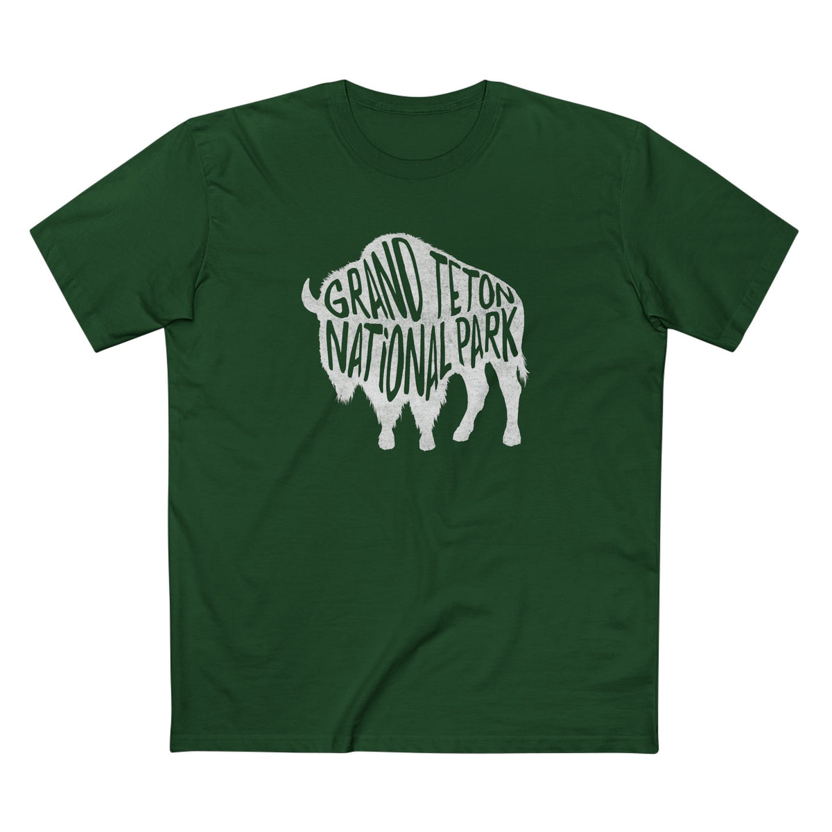 Grand Teton National Park T-Shirt - Bison in Forest Green